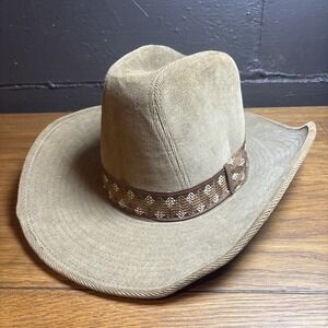 Vintage Newport Cowboy Hat Brown Corduroy Men's MEDIUM 7-7 1/8  Western Style